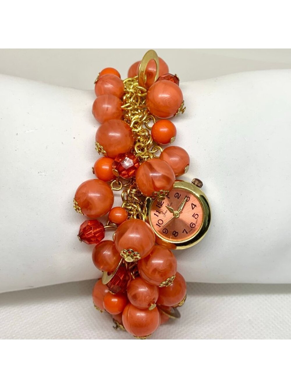 vintage Jean Marc chunk style charm bracelet watch gold tone 21mm quartz running